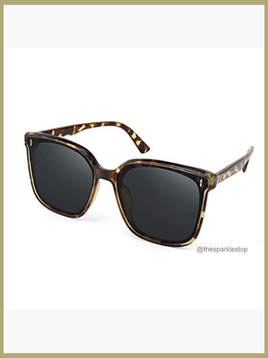 Oversized Square Polarized Sunglasses with Plastic Frame & Metal Hinges main image 6